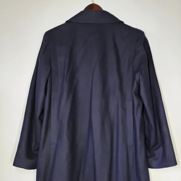 Vintage Forecaster of Boston 5/6 Navy Blue Wool Trench Coat Y2K Academia Size 6 - Picture 6 of 16